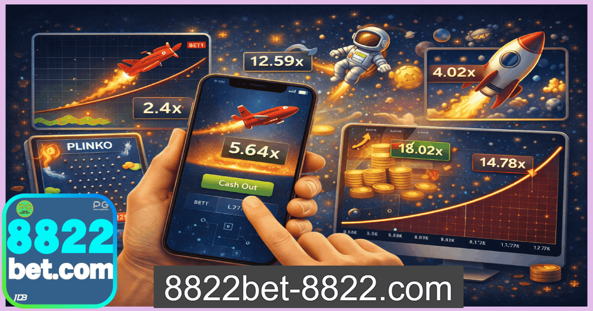 Jogo Crash 8822BET com multiplicadores em tempo real no Brasil